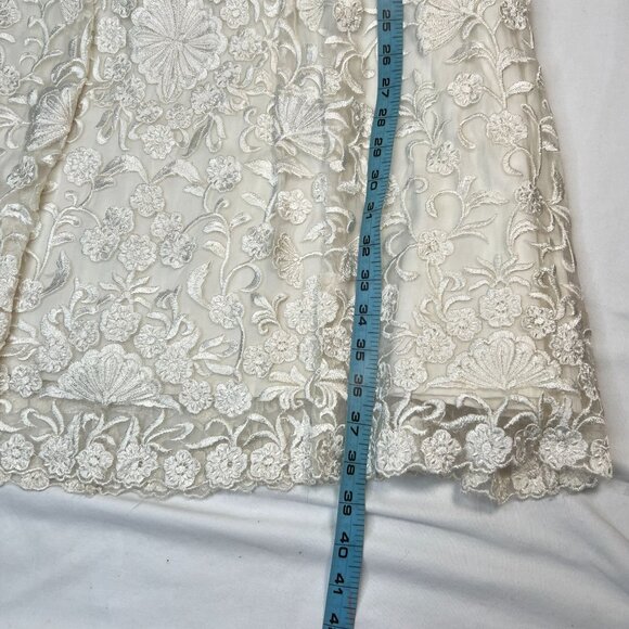 BHLDN Collins Mini Wedding Dress Floral Embroidered Silk A-Line Ivory White 16 - Picture 10 of 16